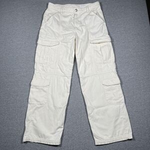 Rag & Bone Cargo Pants Womens 29 White Twill Relaxed Fit Pockets Zip Front